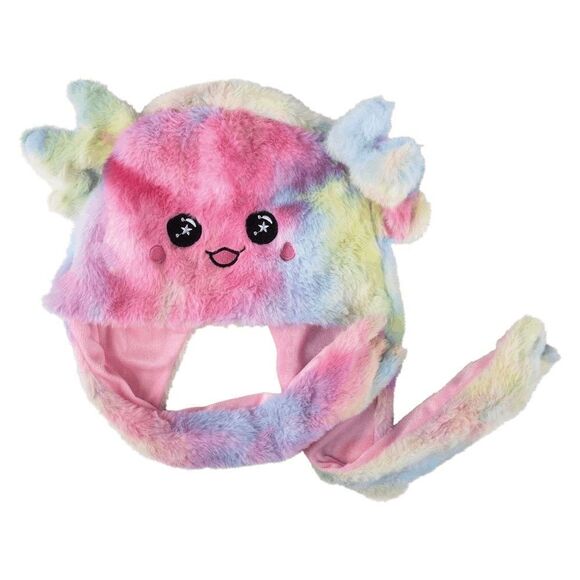 Plushy Rainbow Tie Dye Cute Kawaii Moving Ear Light-Up Hat - Picture 1 of 1